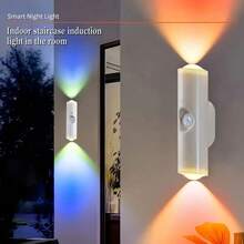3pcs/6pcs Dual-Head Cat Eye Sensor Wall Lights, USB Rechargeable, RGB Night Light, 3/7 Color Modes, Stepless Dimming, Suitable For Bedroom/Stairs/Closet, Modern Aesthetic Spotlight - Multicolor - View 6