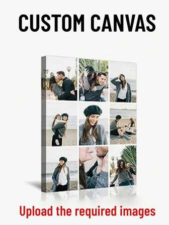 1 pieza Collage de fotos personalizadas en lienzo, hecho de 9 fotos, decoración de pared de recuerdos familiares personalizada, viene con un marco duradero, impresión de alta calidad, adecuado para uso en interiores, ideal para la sala de estar, patio, decoración del jardín, también perfecto para la decoración de la habitación, arte de pared de estilo moderno