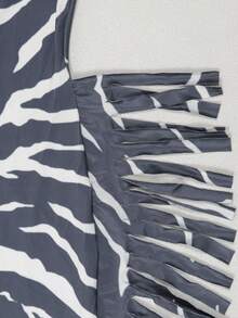 SEBOWEL Tie Dye Print Tassel Pants Slim Jumpsuit For Women Sexy Lace Up Halter V Neck Backless Casual Rompers One Piece Fashion Y2K - Xám - Xem 6