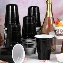 50/30/10/5 كوب أسود قابل لإعادة الاستخدام، أكواب حفلات ذهبية، أكواب متينة عالية الجودة، أكواب لعبة تنس الطاولة، أكواب عصير، أكواب مشروبات، سعة 16 أونصة، خيارين لونيين، مناسبة للاحتفالات والحفلات والأعياد والأعياد الميلادية والأعراس وديكور عيد الميلاد وعيد الشكر والهدايا لرأس السنة