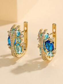 1 par de pendientes de aro de lujo con intersección geométrica en forma de X, regalo para mujer y niña, ideal para cumpleaños, San Valentín, banquetes, bailes de graduación y fiestas, con circonita cúbica de cobre