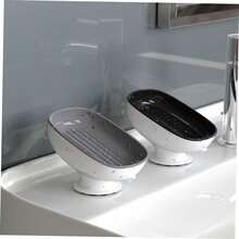 Self-Draining Soap Dish With Suction Cup - White - View 3