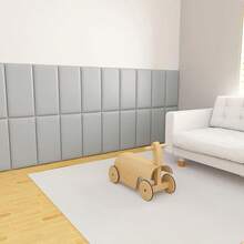 5-Piece Set, Ready-To-Peel And Stick Headboard In Gray, White, And Blue Padded Wall Panels, Anti-Collision Soundproof Self-Adhesive Wall Panels, Glue-Free Removable Wallpaper, DIY Decoration, High-Grade Leather Material, 3D Soft-Wrapped Wallpaper, Suitable For Bedside Background, TV Background, Easy To Operate, Peel And Stick - Multicolor - View 5