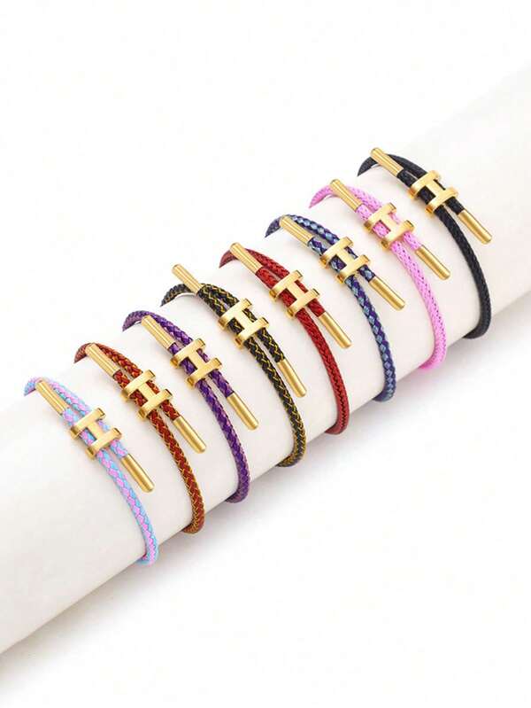 1 Stück H-förmige Schnallen Hartschnur Armband, einfach & modisch verstellbar für Frauen Alltags-Tragen als Geschenk, verstellbares Edelstahl Drahtseil Armband, 3D hartgoldplattierte Edelstahl Armbänder, Armbänder für Frauen, Ketten für Männer, 67 Hamilton Metall Armreifen für Frauen