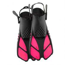 Aletas de natación con talón abierto y correa ajustable, aletas de natación portátiles y cortas adecuadas para esnórquel, buceo y natación, para adultos hombres y mujeres - Multicolor - Ver 14