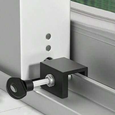 2pcs Metal Adjustable Sliding Door Lock With Keys - Vertical Security Door Lock For Pets, No Assembly Required, No Battery Needed