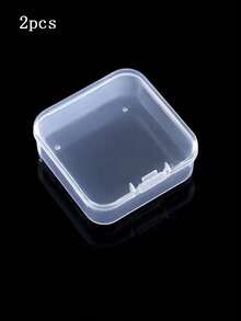 6pcs New Square Transparent Plastic Box Small Items Stationery Jewelry Storage Box Lid Open Seal Dustproof Plastic Box