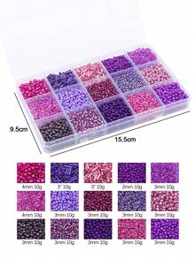 beadia Mix 15 Color Glass Seed Beads Tube Beads Glass Bugle Beads Loose Kit For Jewelry Making DIY Craft Beading (Deep Purple) - Dark Purple - View 3