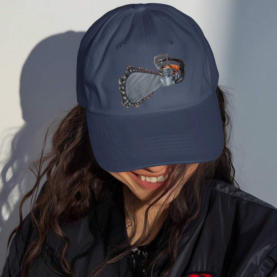 Arborist Chainsaw Lumberjack Funny Logger Tree Cutter Black Cap Dark Blue - Navy Blue - View 1