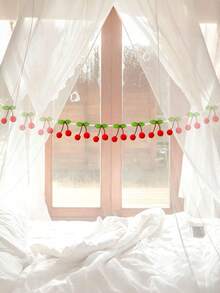 1/3 Guirlande de cerises, décorations de fête d'anniversaire de cerises, bannière de cerises DIY en pompons et feutre, décoration suspendue pour Noël, anniversaire, mariage, décoration DIY