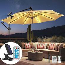 Solar Patio Umbrella Lights Cordless Lighting With Remote Control 8 Brightness Mode 104 LED Patio Light Wireless Battery Operated Waterproof For Patio Backyard Umbrella Outdoor Garden Decor(Solar/Battery Powered,With/Without Remote Control ) Fall Decor House Decor Outdoor Decor