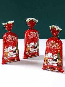 100pcs Christmas Gift Bags, Christmas Animal Driving Pattern Plastic Bags, Gift Packaging Bags, Christmas Party Candy Bags, Merry Christmas Decorations, Christmas Family Gathering Gift Wrapping Supplies, Christmas Small Gift Bags, Christmas Kitchen Packaging Supplies, 2026 New Year Decor, Christmas Party Supplies, Xmas Gifts, Party Favors