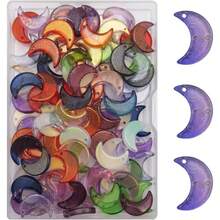 100pcs Moon Crescent Crystal Glass Tiny Hanging Beads For Jewelry Making And DIY Craft Accessories - Nhiều màu - Xem 11