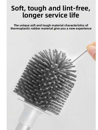 Toilet Brush With Long Handle Silicone Brush Head, Simple Design, Soft Silicone Brush Head, Protecting Toilet Glaze, Suitable For Bathroom, Bathroom, Family And Office Bathroom. Compared With Traditional Bristles, It Has Stronger Cleaning Power, Better Surface Cleaning, Tough Material, No Hair Shedding, No Hair Sticking And No Damage To Glaze.