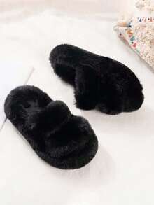 1 Pair Children's Fluffy Slippers For Autumn/Winter, Soft & Comfortable, Suitable For Toddlers & Kids Indoor Warm House Slippers