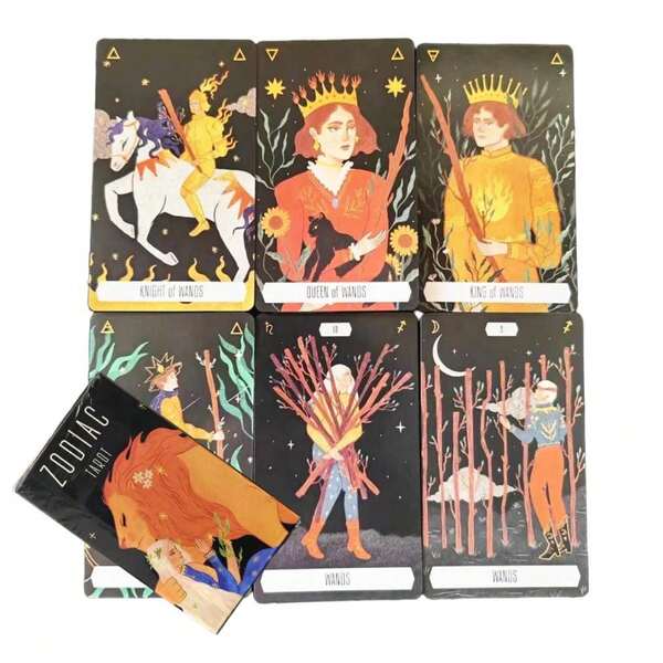 1pc Tarot Cards: Gold Foil Sun God & Mysterious Zodiac Tarot & Cat Appreciation Cards. Different Meanings, Hidden Mystical Powers To Heal Your Inner Confusion And Unease, Guide You To Unravel The Puzzles Of Life!