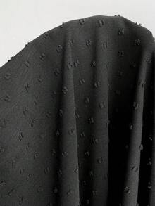 Rusttydustty 大码女式黑色花卉刺绣长款连衣裙，瑞士圆点长袖A字V领波西米亚风茶会连衣裙 - 黑色 - 查看 9