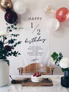 1 件，简约优雅的涤纶生日派对背景壁挂布，生日礼物，生日派对装饰，摄影道具装饰，蛋糕桌派对横幅，摄影装饰背景，舞台装饰道具，工作室装饰，多用途，100 天装饰挂布，派对场景挂饰背景道具，男士庆祝活动的完美选择 - 白色 - 查看 9