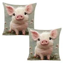 2pcs Cute Pig Plush Pillow Covers, Made Of Soft Plush Fabric, Home Decor For Sofa, Bedroom, Living Room, Patio