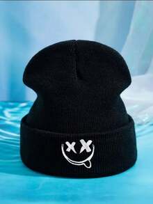 1顶/2顶腈纶刺绣针织帽，男女通用，适合秋冬季户外休闲穿着，男士冬季服装 - A - 查看 2