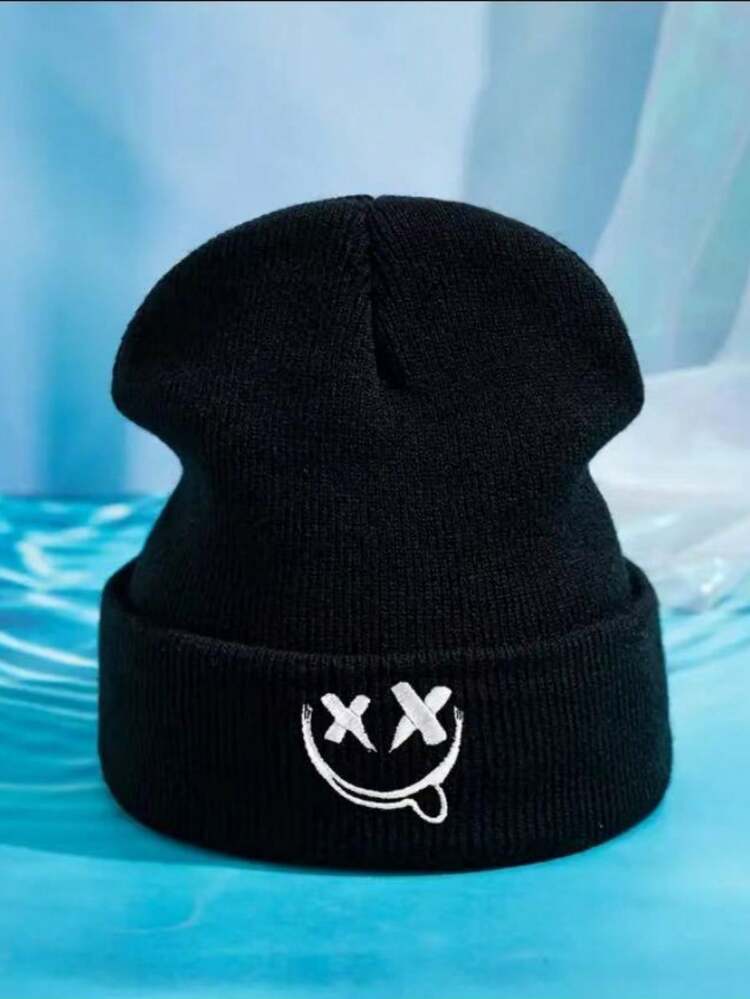 1pc/2pcs/3pcs Acrylic Embroidered Winter Beanie Hats, Unisex Knitted Casual Caps For Autumn And Winter Outdoor - A - View 2