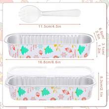 50/25 عبوة صواني كعك صغيرة صواني رغيف صغيرة مع أغطية وملاعق، صواني ألومنيوم مطلية بالقصدير سعة 6.8 أونصة، أكواب حلوى فردية حاويات للحفلات والنزهات