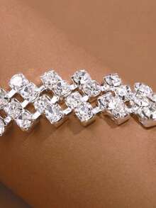 1pc Luxury Water Drop Rhinestone Claw Chain Soldered Rhinestone Necklace For Women, Perfect For Wedding, Engagement, Evening Party