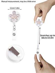 1pc Flower Nurse Retractable Badge Reel With ID Card Holder Key Ring Cute Rhinestone Teacher Badge Reel For Keys Keychain The Best Great Gift For Doctor Nurse Teacher Student Office Worker For Women Money Wallet Mini Wallet Purse Wallet Card Wallet