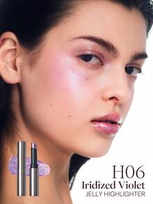 JOOCYEE Jelly Highlighter Stick, Weightless Feel On Skin, Long-Wearing - Jelly Highlighter Glitter Stick H06 Iridized Violet - View 3