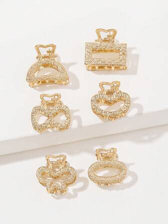 12 قطعة مشابك شعر من سبيكة معدنية غير متماثلة ذات ملمس، مخالب معدنية هندسية رقيقة، مناسبة للغرة والشعر الجانبي، إكسسوارات شعر أنيقة للنساء، مشبك شعر أنيق للشتاء