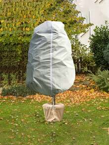 1pc Large White Plastic Plant Cover With Zipper And Drawstring - Frost Protection Bag For Fruit Trees, Shrubs, Potted Plants - Reusable Winter Plant Jacket, Winter Plant Care|Drawstring Closure Cover|Weatherresistant Cover, Plant Protection Cover - Multicolor - View 2