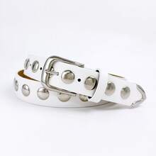 Women's Versatile Studded Punk Style Belt, PU Leather Polka Dot Street Style Waist Belt, Suitable For Spring, Summer, Autumn And Winter Summer, School Fall, Autumn, Halloween