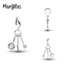 Manyilus 1 Stück Original 925 Sterling Silber Anhänger Perlen: Liebespfeil, Roter Diamant Blumenstrauß, Rosa Emaille Bass Gitarre, Pfanne mit Messer und Gabel, Katzenpfoten Knochen Stab, Rosa Herz mit Flügeln, Bunte Färbepinsel, Stern mit goldenem rundem Diamant Spirale