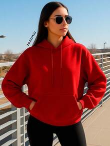 Sudadera Oversize Red Power para Mujer – Estilo Vibrante con Capucha y Toque Urbano Moderno - Rojo - Ver 1