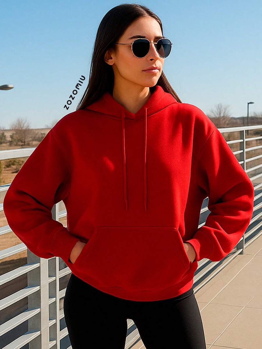 Sudadera Oversize Red Power para Mujer – Estilo Vibrante con Capucha y Toque Urbano Moderno - Rojo - Ver 1