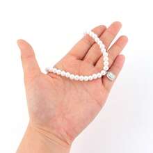 1 件密镶锆石块字母吊坠宽 6 毫米人造珍珠项链，适合男士派对