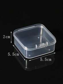 6pcs New Square Transparent Plastic Box Small Items Stationery Jewelry Storage Box Lid Open Seal Dustproof Plastic Box