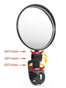 Bicycle Rearview Mirror, Circular Wide-Angle Convex Mirror, 1pcs, Adjustable 360 °, Electric Scooter, Flat Bike, Mountain Bike, Universal Rearview Mirror, Free Installation, Suitable For Handlebars With A Diameter Of 1.5~3.5cm - Black - View 10