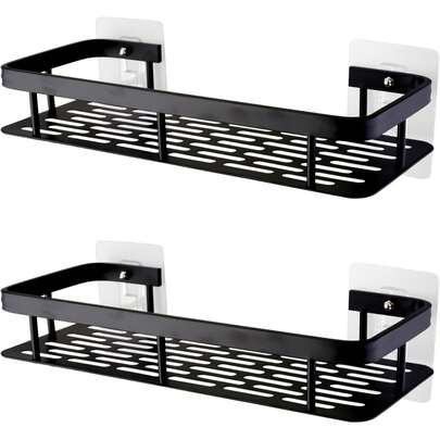 1/2/3 件装【节省空间 | 无需钻孔】大容量壁挂式淋浴置物架 | 无需钻孔安装，节省空间，安装简便 | 浴室和厨房悬浮式储物架，可放置洗漱用品、化妆品和杂物