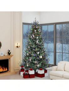 7.5ft Prelit Hillside Spruce Christmas Tree W/Remote Control With 51 Pine Cones