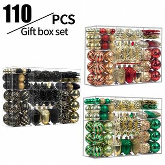 110 pezzi di ornamenti natalizi dipinti, decorazioni asimmetriche realizzate in modo complesso. Ornamenti per albero di Natale infrangibili, adatti per feste, matrimoni, Natale, San Valentino, Pasqua, decorazioni per la casa, decorazioni natalizie, decorazioni per la stanza d'inverno