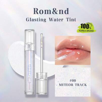 Rom&nd Romand GLASTING WATER TINT 00 METEOR TRACK，水润光泽持久唇色，高保湿，淡化唇纹，水润唇釉，打造玻璃般光泽唇妆，不粘腻，滋润显色，韩妆，韩国彩妆，4克/0.14盎司