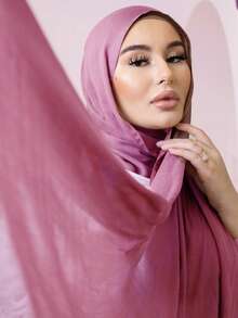 1pc Solid Color Double Needle Edged Super Oversized Lightweight Soft Modal Hijab Shawl Scarf For Dress - Multicolor - View 20
