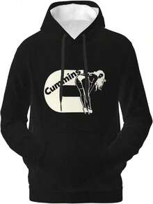 Agrination Men's Fleece Hoodie Cummins Hoodies Long Sleeve Casual Pullover Sweatshirt Unisex - 黑色 - 查看 1