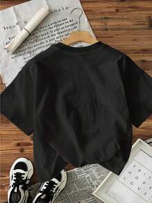 100% Knit Fabric Casual Crew Neck Short Sleeve "Ciao" Letter Print Tee - Women's T-Shirt - All-Season Regular Length Top For Spring & Summer - 黑色 - 查看 2