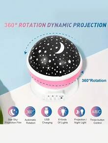 1pc USB Power Water Ripple Projector Light , Aurora Projection, Starry Sky Projection, Crystal Projection, Suitable For Bedroom, Adult Game Room, Home Theater, Room Decoration, Valentine\ Day Gift, Camping, Wedding Decoration,Lamp,LED Projector - 星空投影 - 查看 7