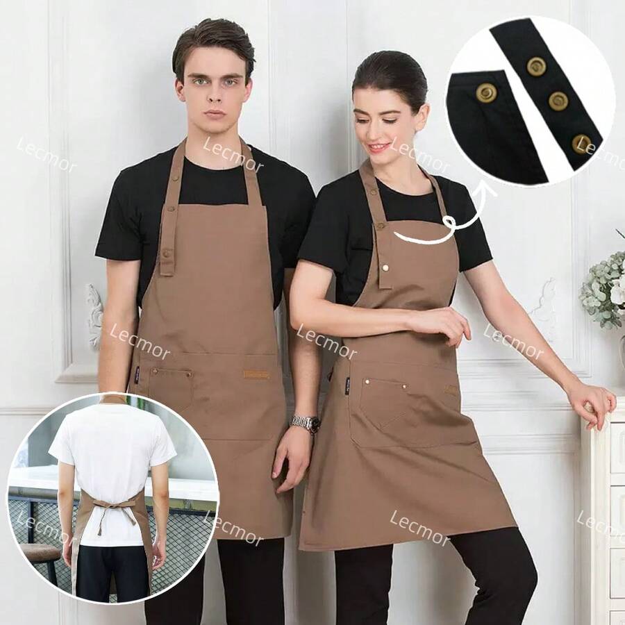 Waterproof Apron With Large Pocket And Adjustable Shoulder Straps Unisex For Coffee And Kitchen - Cor ngẫu nhiên - Xem 1