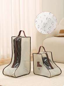 1pc New Creative Fashion Transparent Shoe Boot Dust Cover, Travel Shoe Dust Bag, Large Capacity Waterproof Portable Handheld Boot Storage Bag, Suitable For Storing Tall Boots, Ankle Boots, Sports Shoes And Other Shoes, Great For Home, School, Dorm, Travel, Beach - Multicolor - View 3