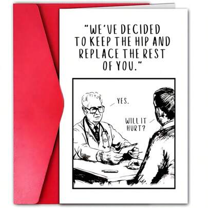 1pc Humorous Hip Replacement Birthday Card, Medical Joke Greeting, Unique Creative Design, Perfect Gift For Friends & Family, Personalized Paper Card For Any Occasion