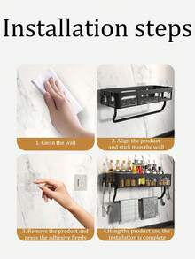 1 pièce Organisateur de cuisine - Étagère de rangement murale gain de place avec porte-serviettes pour épices, vaisselle, articles de toilette - Parfait pour la cuisine, la salle de bain, le bureau ou la décoration de la maison - Facile à installer, Étagère à épices de cuisine